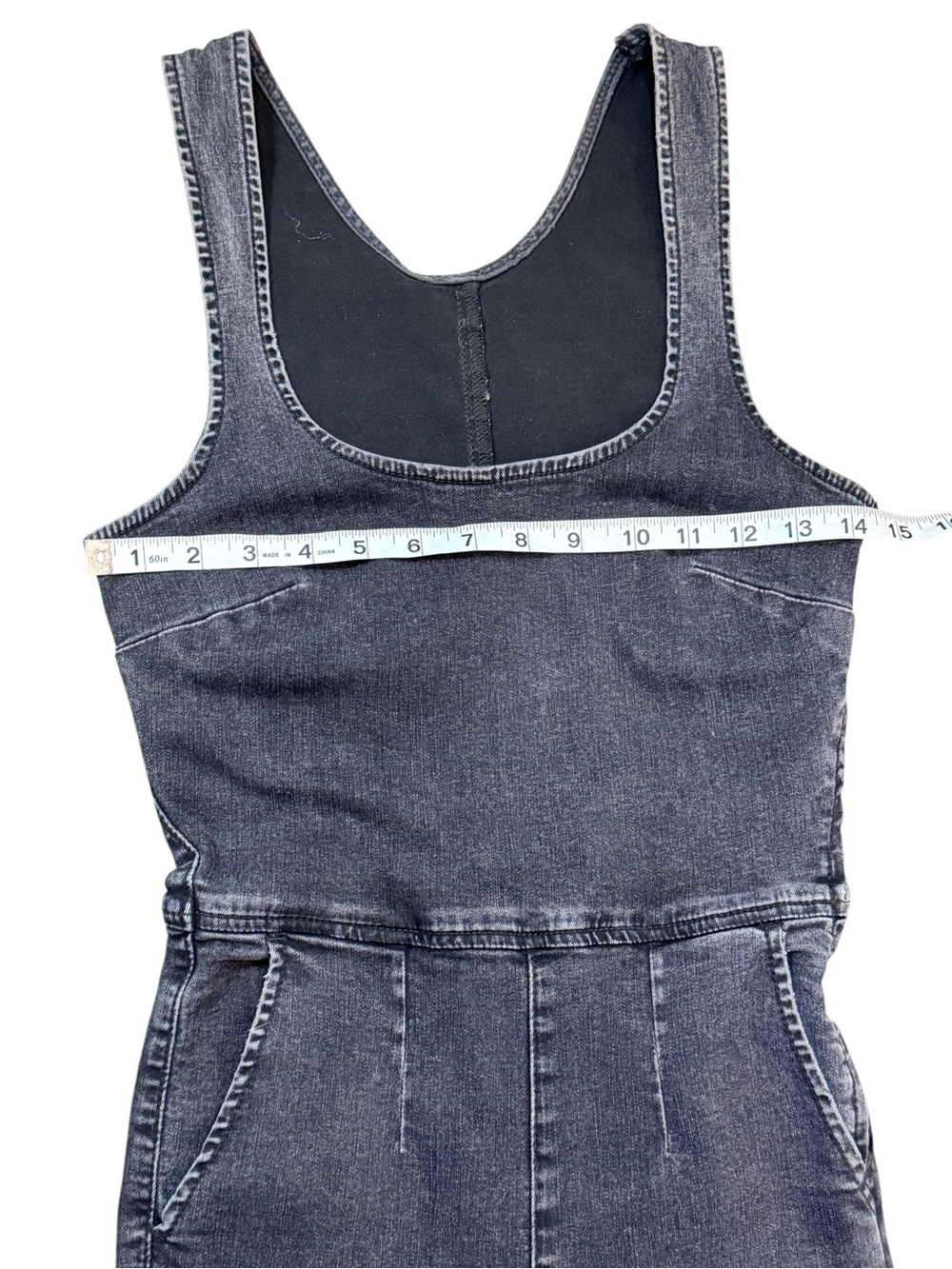 Free People Denim Jumpsuit Dark Wash Sleeveless Stretch One Piece Size 2 - Picture 8 of 16
